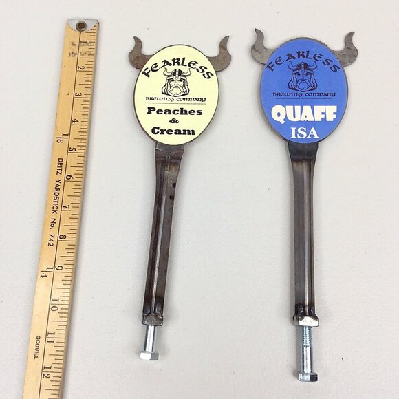 Lot 2 Fearless Brewing Company Beer Tap Handles Scottish Ale Quaff Peaches Cream - Picture 5 of 6